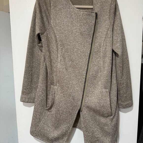 ✨Banana Republic Sweater Womens Asymmetrical Zip Knit Jacket Heathered Brown ✨🤎 - Picture 5 of 8